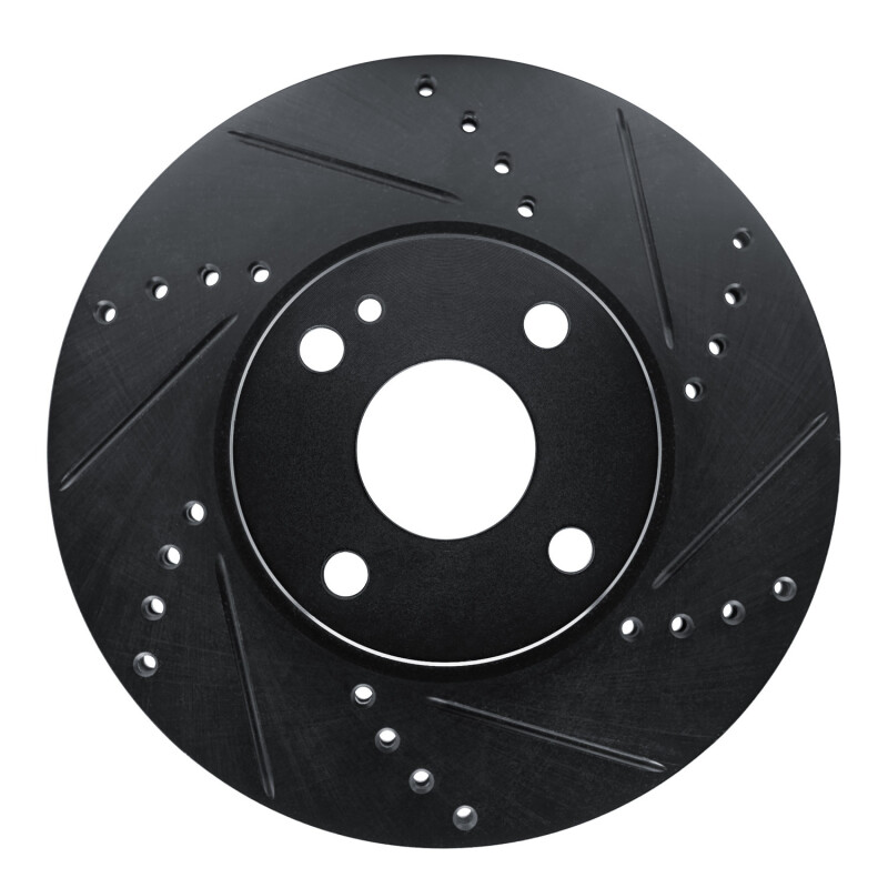 Mazda 2 Brake Rotor (1) - Front Right - R1 Concepts - Drilled & Slotted - Black - `16-`25